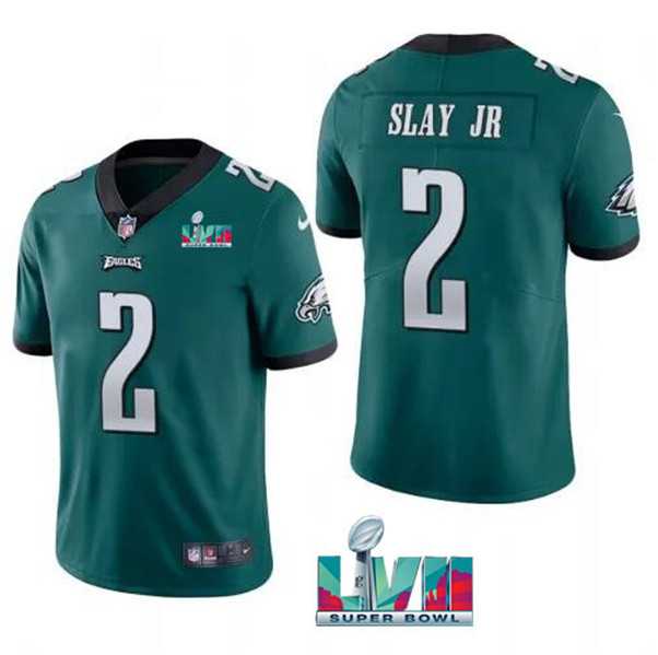 Men & Women & Youth Philadelphia Eagles #2 Darius Slay JR Green Super Bowl LVII Patch Vapor Untouchable Limited Stitched Jersey